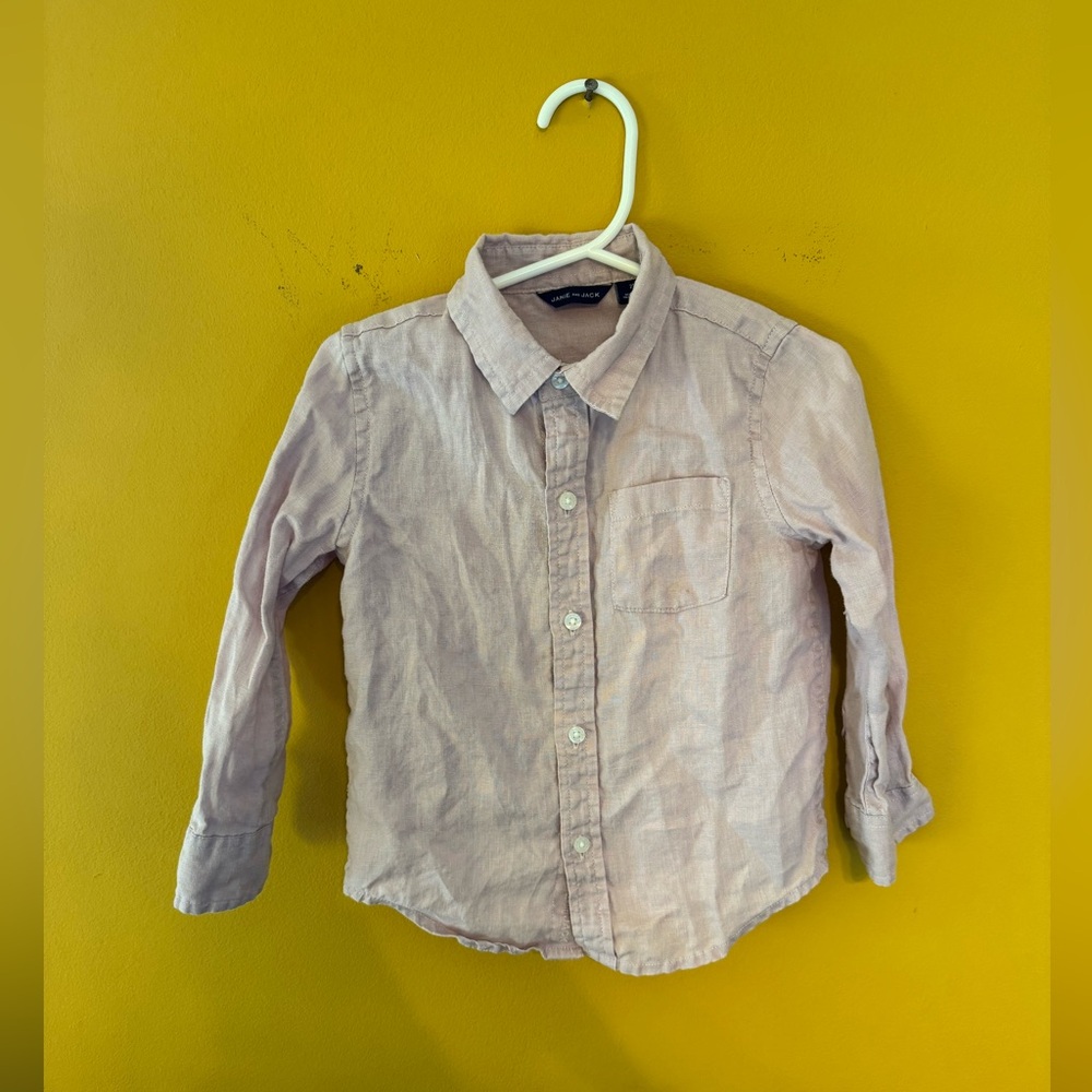 Janie & Jack Toddler Boy 2T Linen Button Down Light Purple